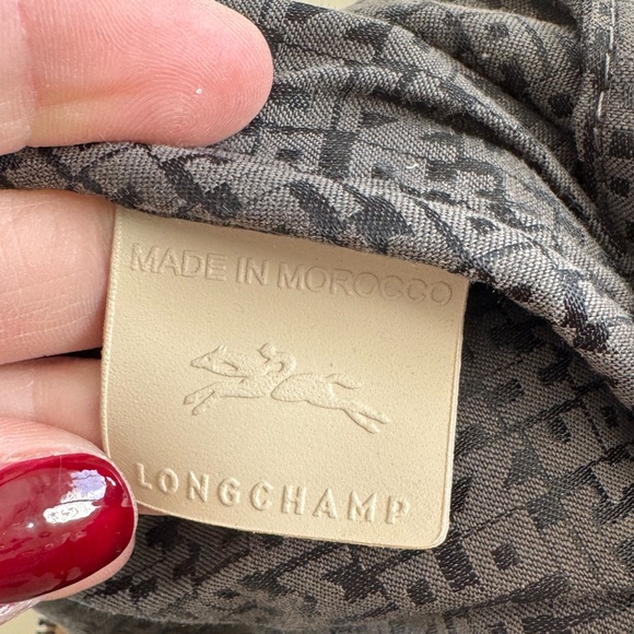 Longchamp le pliage cuir leather small handbag bag nude bone ivory off-white - Picture 15 of 17